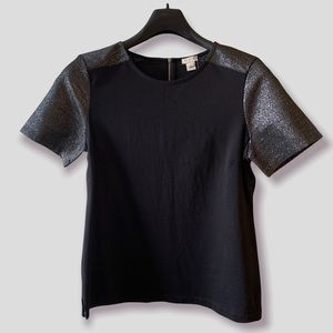 J. Crew Metallic Shoulder Stretch Top - Black